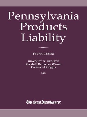 cover image of Pennsylvania Products Liability
